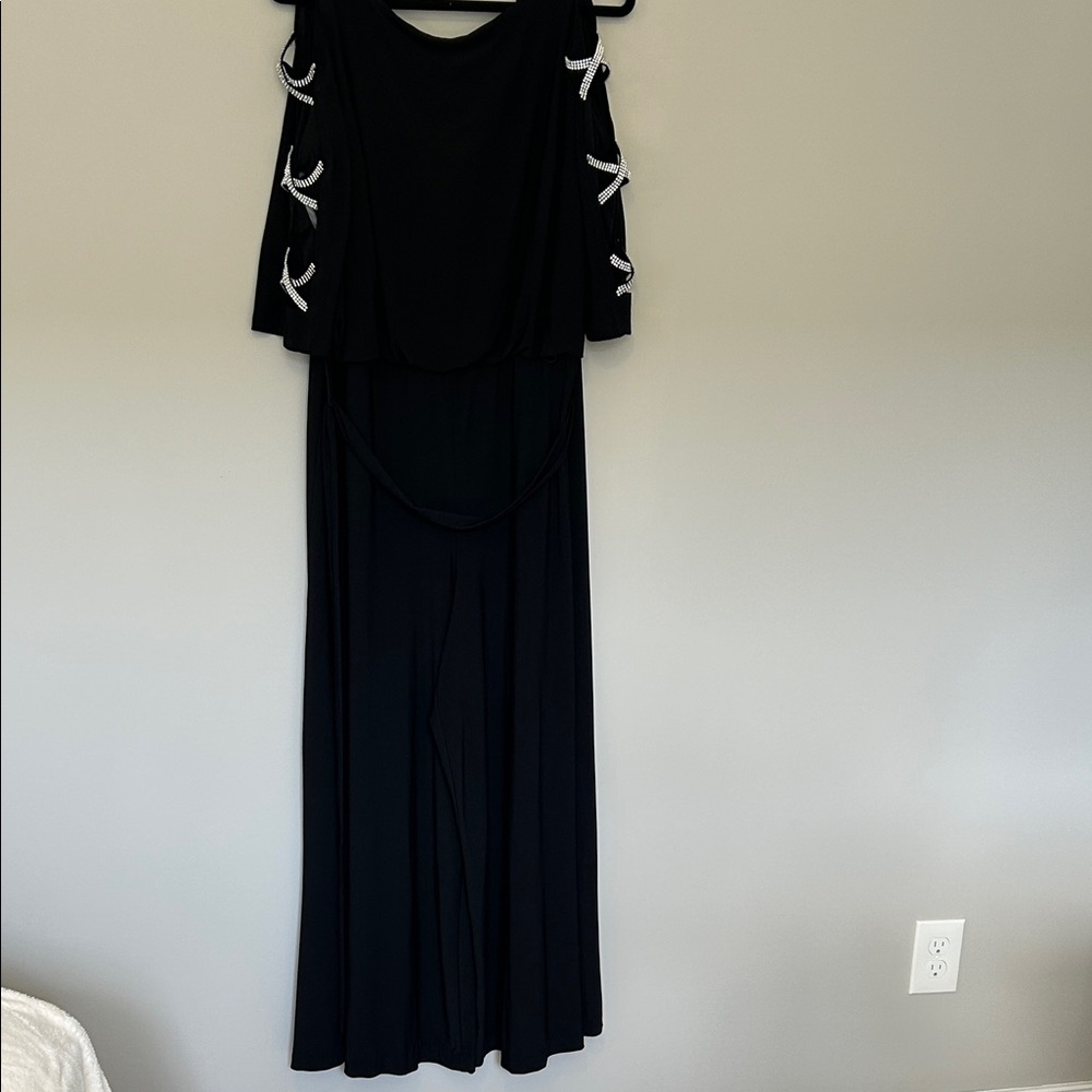 Black Jumpsuit with embellished sleeves, XL